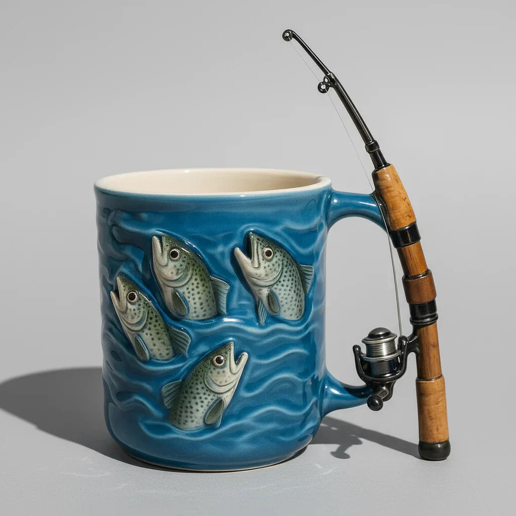 Aedric - Taza de Café de Cerámica con Pez 3D