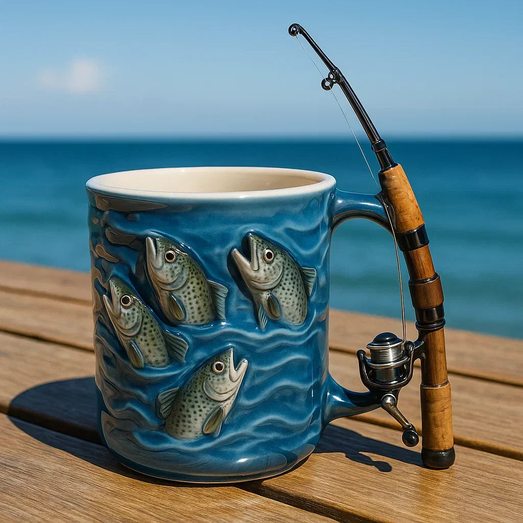 Aedric - Taza de Café de Cerámica con Pez 3D