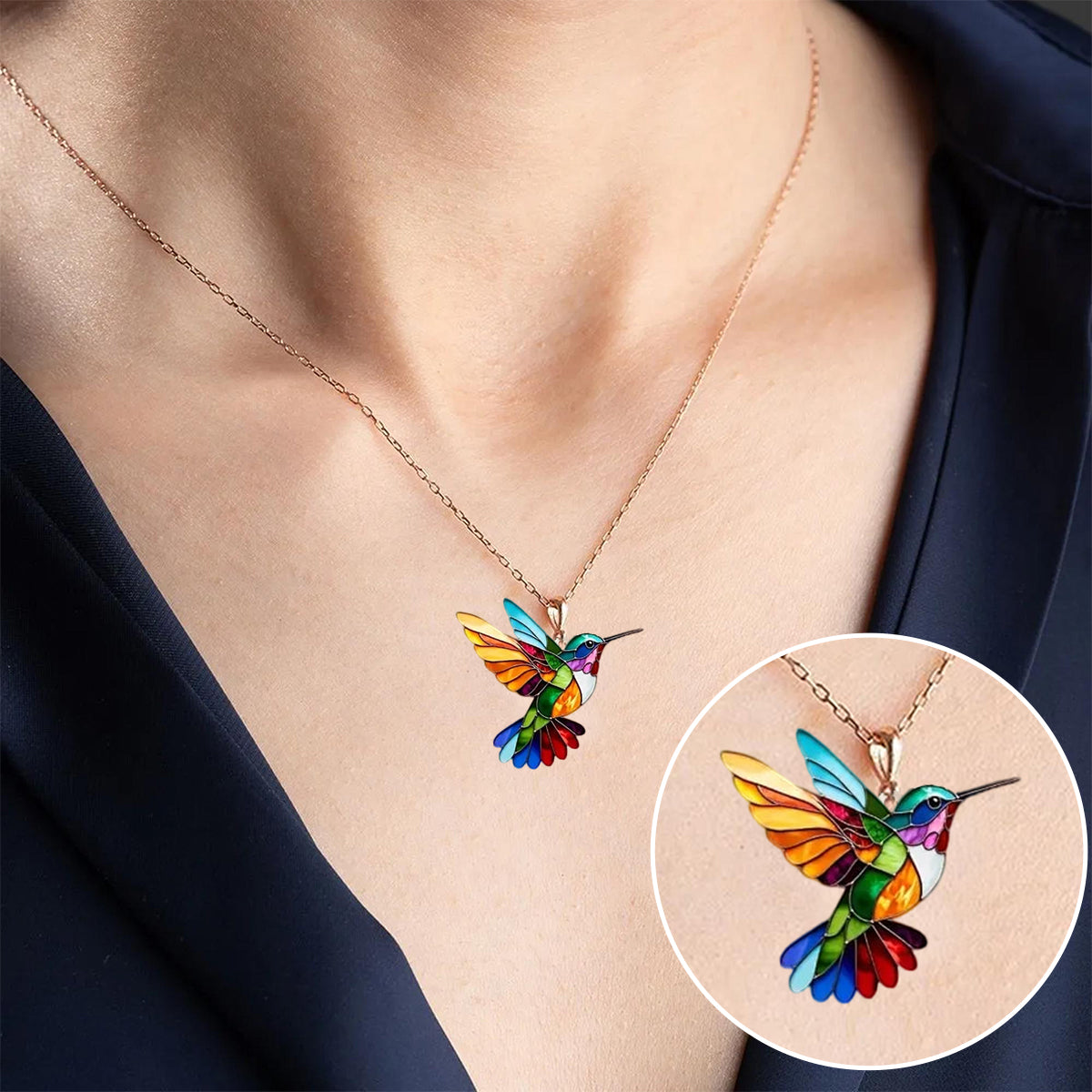 Alessia - Collar con Dije de Colibrí