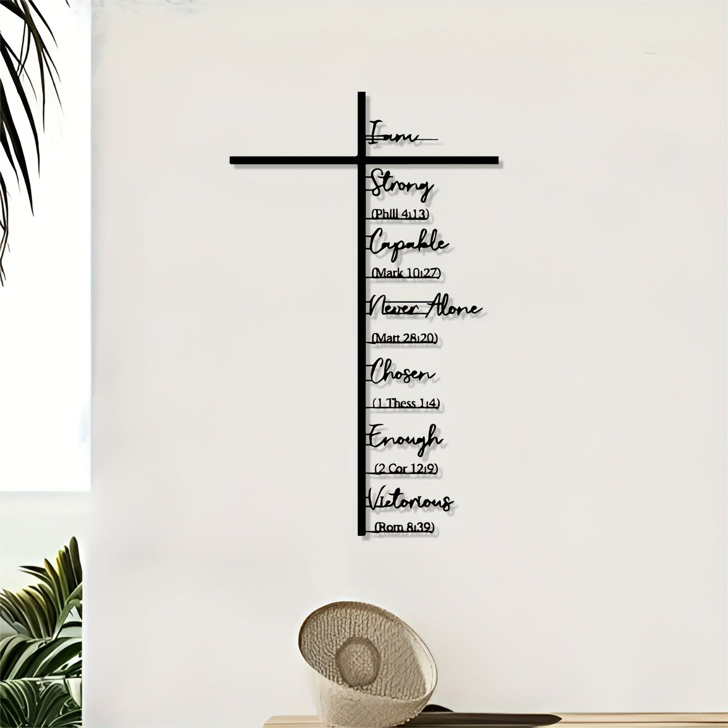 Clariel - Arte de Pared Metálico con Cruz y Versículo Bíblico
