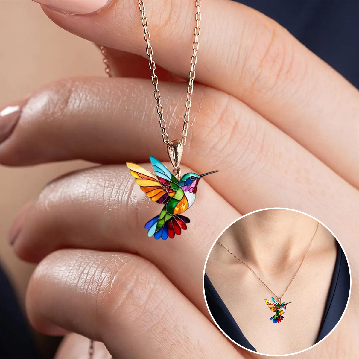 Alessia - Collar con Dije de Colibrí