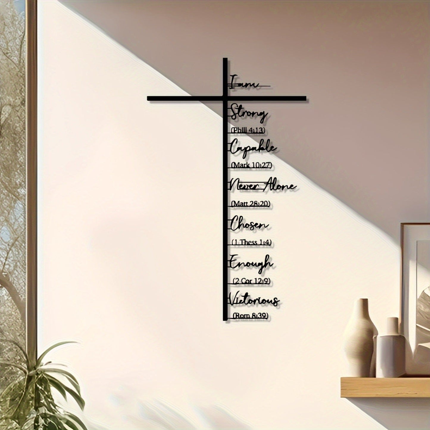 Clariel - Arte de Pared Metálico con Cruz y Versículo Bíblico