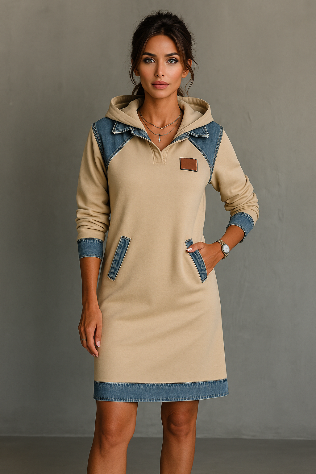 Erelia - Vestido con Capucha Casual Estiloso