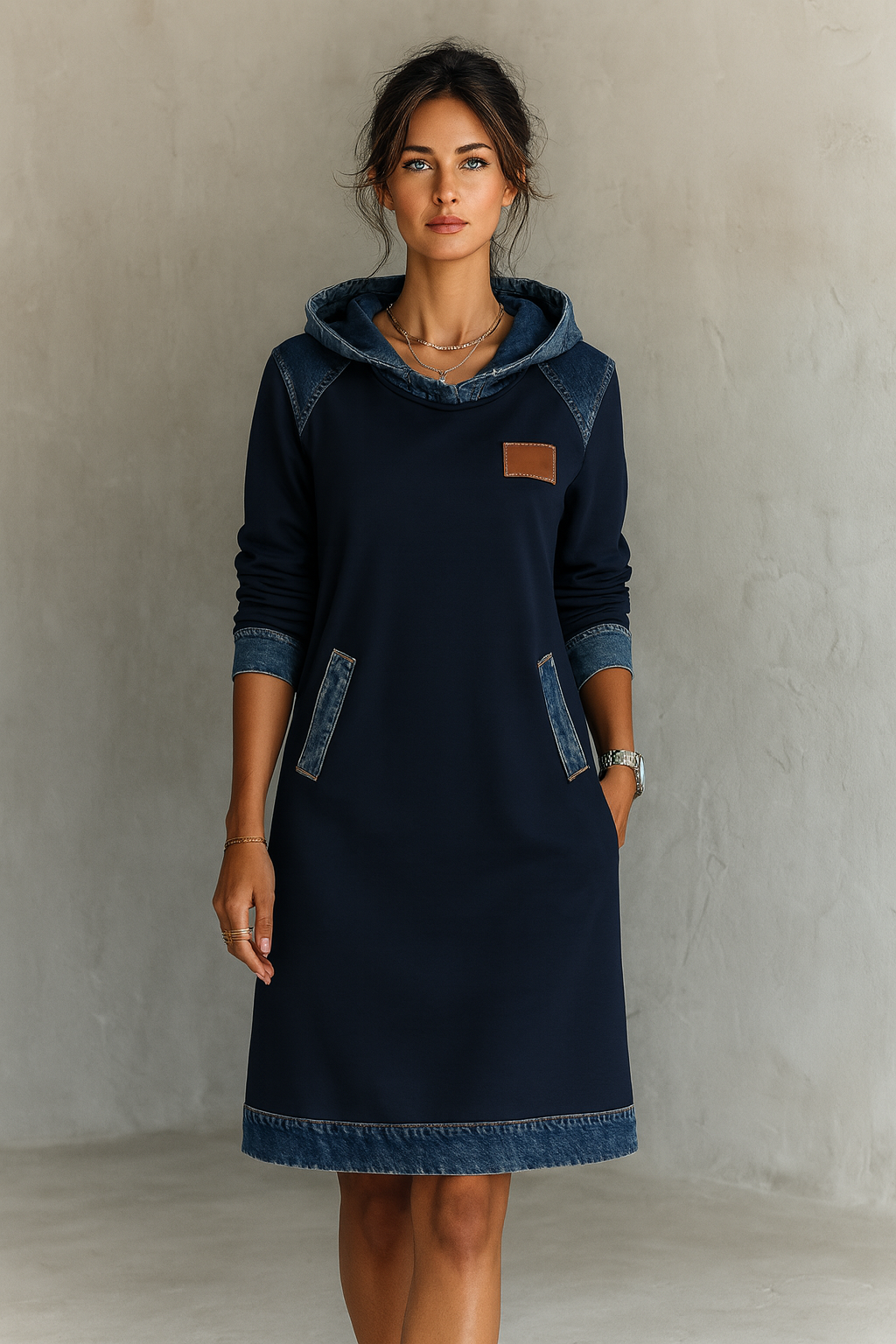 Erelia - Vestido con Capucha Casual Estiloso