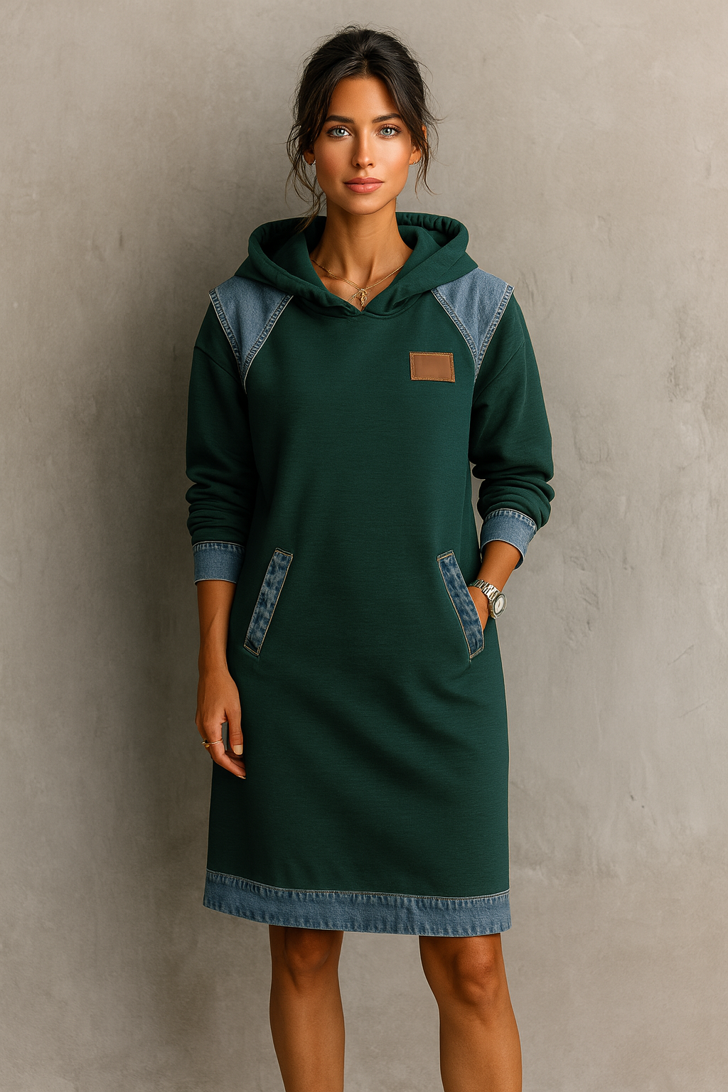 Erelia - Vestido con Capucha Casual Estiloso