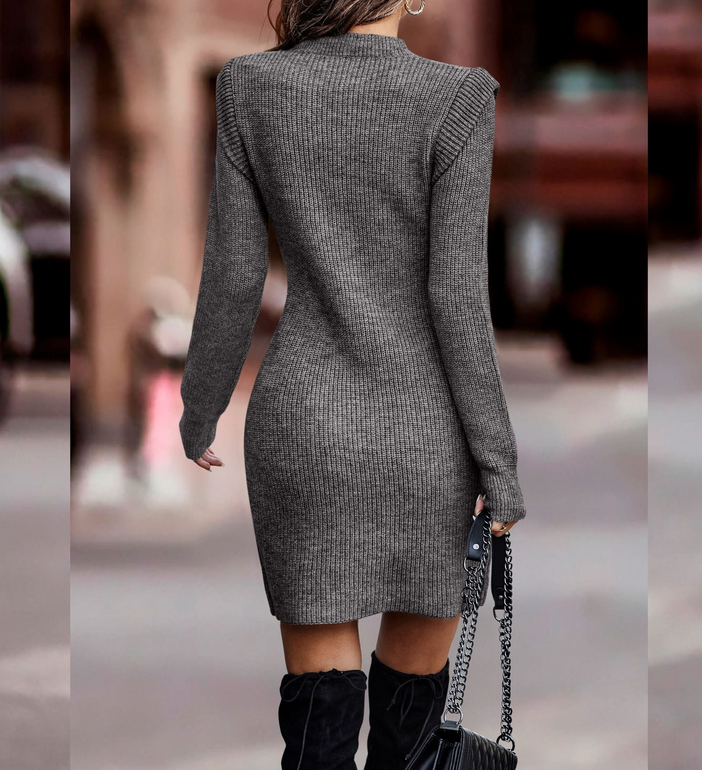 Thalira - Vestido Suéter Casual Elegante