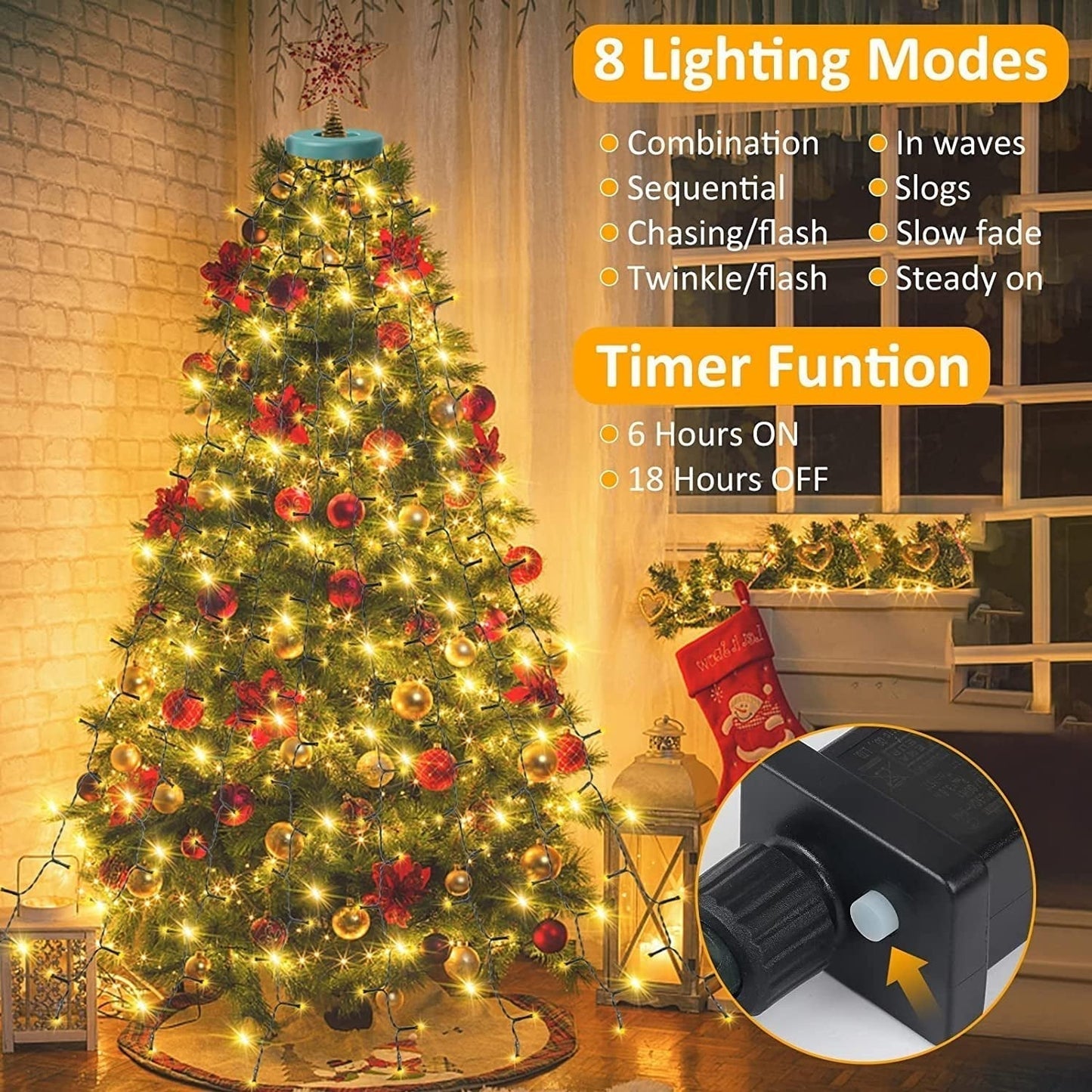 Kaerra - Aro de Luces en Cascada para Árbol de Navidad