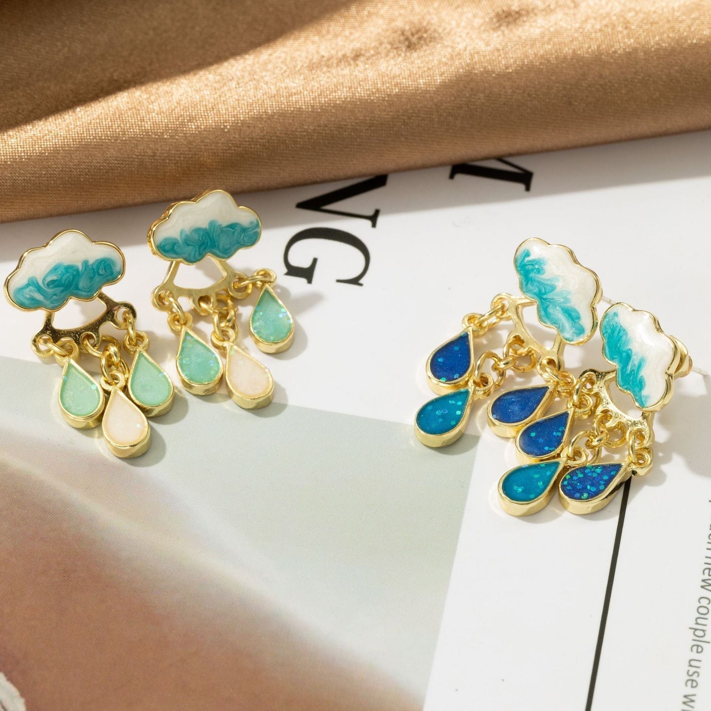 Virginia - Aretes con dije de gota de lluvia
